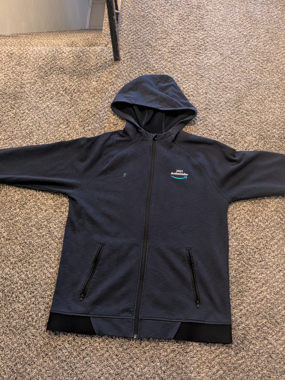 Amazon Navy Full-Zip Hooded Jacket with Subtle Logo
